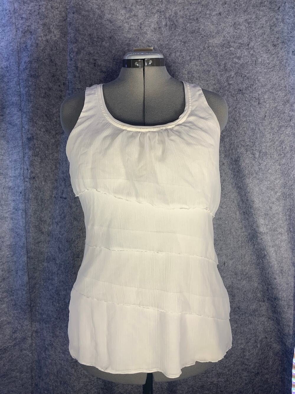 White House Black Market White Tiered Sleeveless Tank, Size M, Elegant Fairy